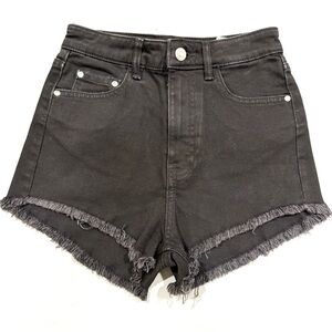 Zara woman Black Frayed Denim high waisted short.Size USA 02